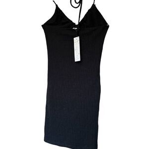Endless Blu. Black knit halter dress bodycon DJD5228 size Small NWT new with tag
